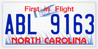 NC license plate ABL9163