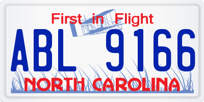 NC license plate ABL9166