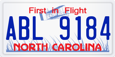 NC license plate ABL9184