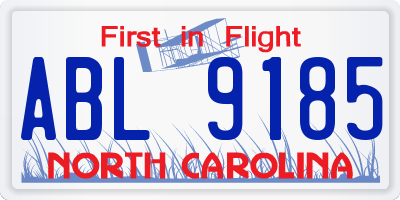 NC license plate ABL9185