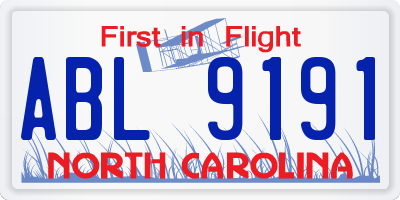 NC license plate ABL9191
