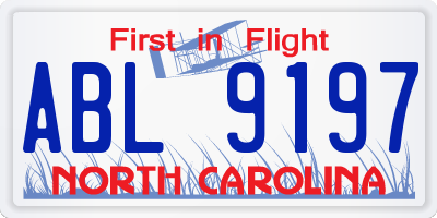 NC license plate ABL9197