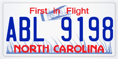 NC license plate ABL9198