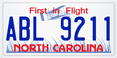 NC license plate ABL9211