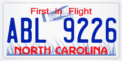 NC license plate ABL9226