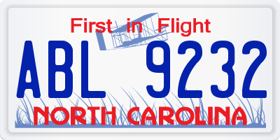 NC license plate ABL9232