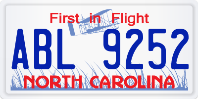NC license plate ABL9252