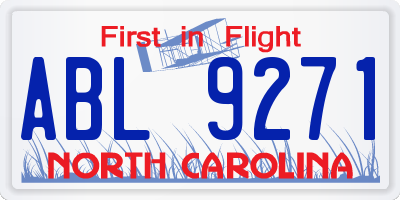NC license plate ABL9271