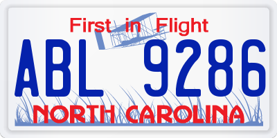 NC license plate ABL9286
