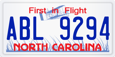 NC license plate ABL9294