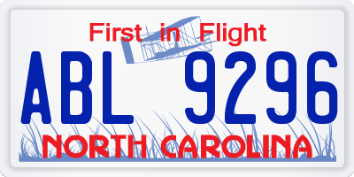 NC license plate ABL9296