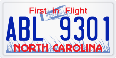 NC license plate ABL9301