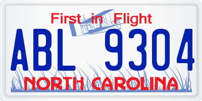 NC license plate ABL9304