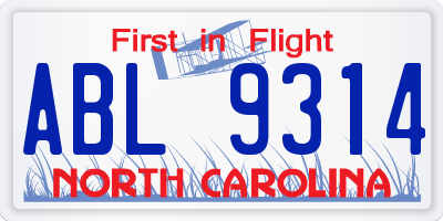 NC license plate ABL9314