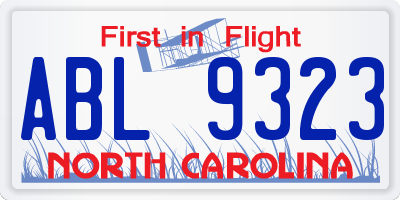 NC license plate ABL9323