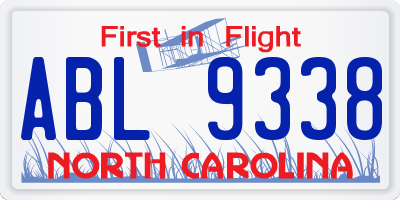 NC license plate ABL9338