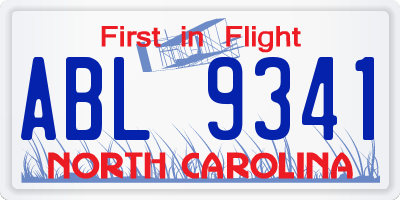 NC license plate ABL9341