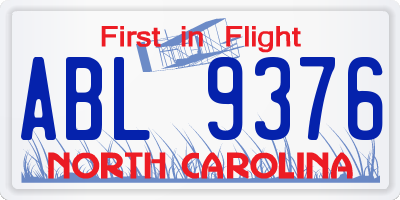 NC license plate ABL9376