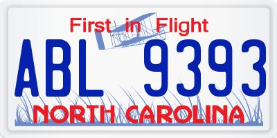 NC license plate ABL9393