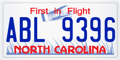 NC license plate ABL9396