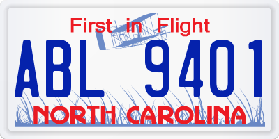 NC license plate ABL9401