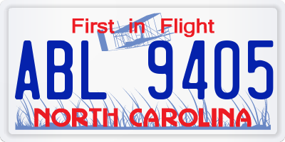 NC license plate ABL9405