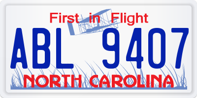 NC license plate ABL9407