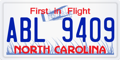 NC license plate ABL9409