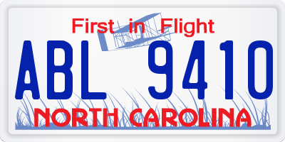 NC license plate ABL9410
