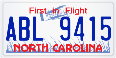 NC license plate ABL9415