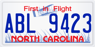 NC license plate ABL9423