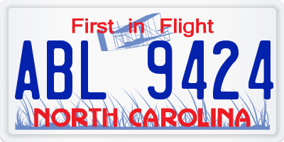 NC license plate ABL9424