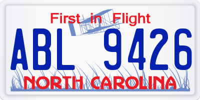 NC license plate ABL9426