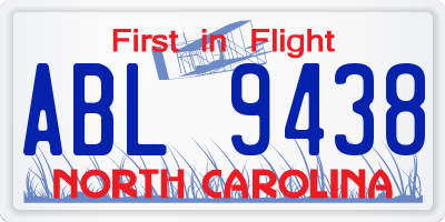 NC license plate ABL9438