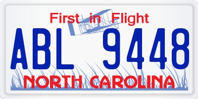 NC license plate ABL9448