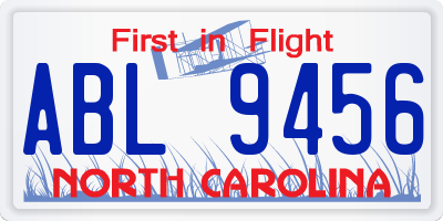 NC license plate ABL9456