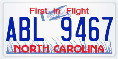 NC license plate ABL9467