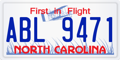 NC license plate ABL9471