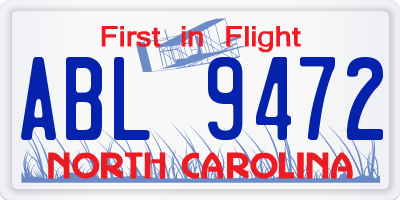 NC license plate ABL9472