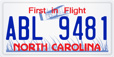 NC license plate ABL9481