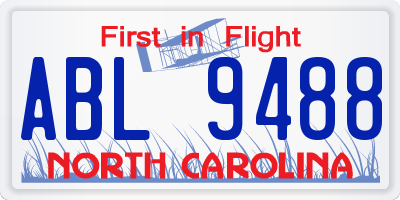 NC license plate ABL9488