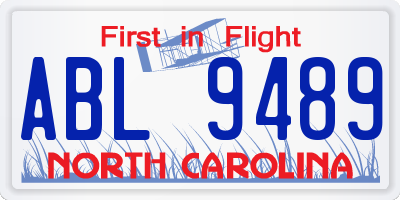 NC license plate ABL9489