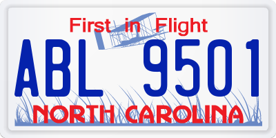 NC license plate ABL9501