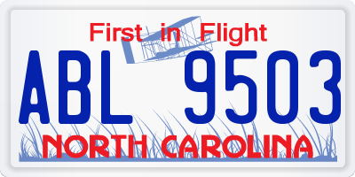 NC license plate ABL9503