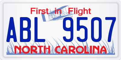 NC license plate ABL9507