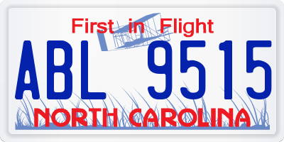 NC license plate ABL9515