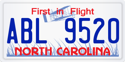 NC license plate ABL9520