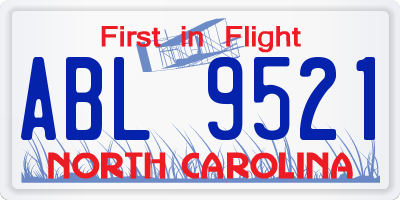 NC license plate ABL9521