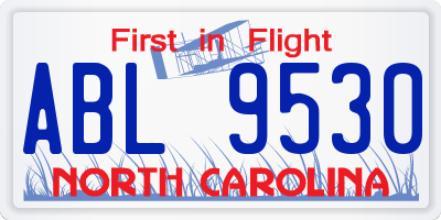 NC license plate ABL9530