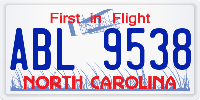 NC license plate ABL9538